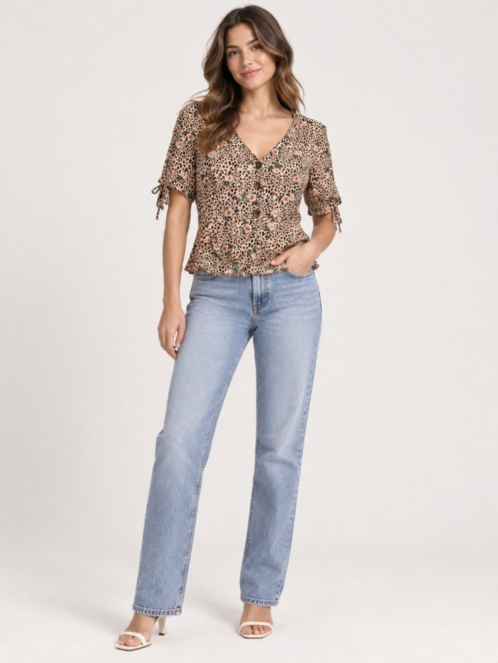 Topshop Leopard Floral Blouse